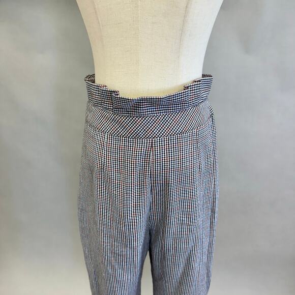 Topshop houndstooth paperbag pleated trouser ankle pants, tapered leg size 8 - Picture 9 of 14